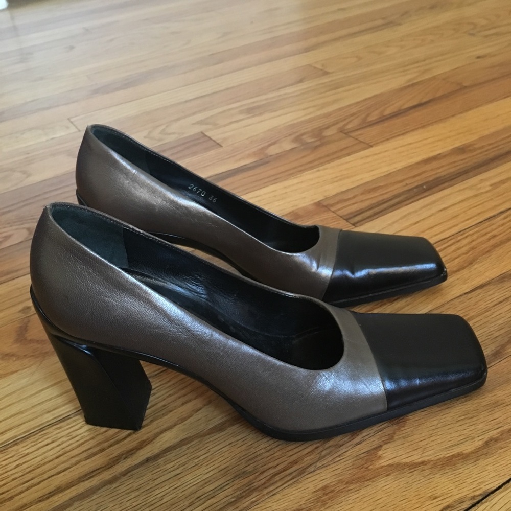 Prada Two-Toned Square Toe, Leather Heels